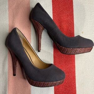 Marco Santi Dark Gray and Woven Purple Heels